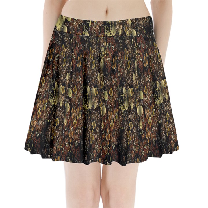 Wallpaper With Fractal Small Flowers Pleated Mini Skirt