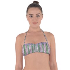 Nature Pattern Background Wallpaper Of Leaves And Flowers Abstract Style Halter Bandeau Bikini Top