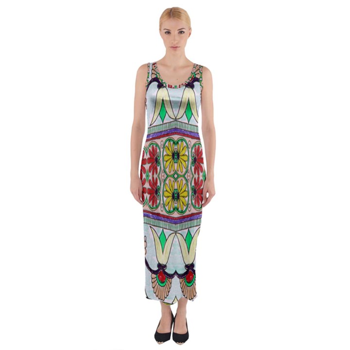 Kaleidoscope Background  Wallpaper Fitted Maxi Dress