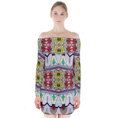 Kaleidoscope Background  Wallpaper Long Sleeve Off Shoulder Dress by BangZart