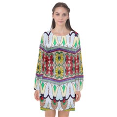 Kaleidoscope Background  Wallpaper Long Sleeve Chiffon Shift Dress  by BangZart