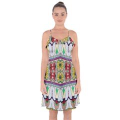 Kaleidoscope Background  Wallpaper Ruffle Detail Chiffon Dress