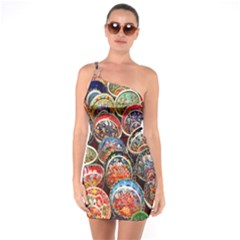 Colorful Oriental Bowls On Local Market In Turkey One Soulder Bodycon Dress by BangZart