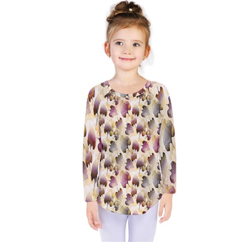 Random Leaves Pattern Background Kids  Long Sleeve Tee by BangZart