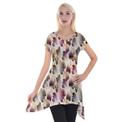 Random Leaves Pattern Background Short Sleeve Side Drop Tunic by BangZart