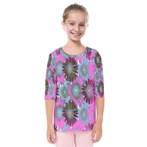 Floral Pattern Background Kids  Quarter Sleeve Raglan Tee by BangZart