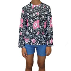 Oriental Style Floral Pattern Background Wallpaper Kids  Long Sleeve Swimwear by BangZart