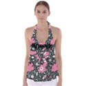 Oriental Style Floral Pattern Background Wallpaper Babydoll Tankini Top View1