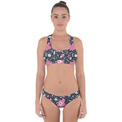 Oriental Style Floral Pattern Background Wallpaper Cross Back Hipster Bikini Set