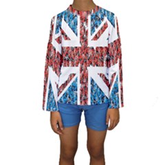 Fun And Unique Illustration Of The Uk Union Jack Flag Made Up Of Cartoon Ladybugs Kids  Long Sleeve Swimwear by BangZart