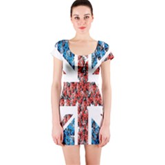 Fun And Unique Illustration Of The Uk Union Jack Flag Made Up Of Cartoon Ladybugs Short Sleeve Bodycon Dress by BangZart