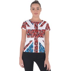 Fun And Unique Illustration Of The Uk Union Jack Flag Made Up Of Cartoon Ladybugs Short Sleeve Sports Top  by BangZart