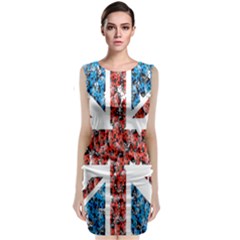 Fun And Unique Illustration Of The Uk Union Jack Flag Made Up Of Cartoon Ladybugs Sleeveless Velvet Midi Dress by BangZart