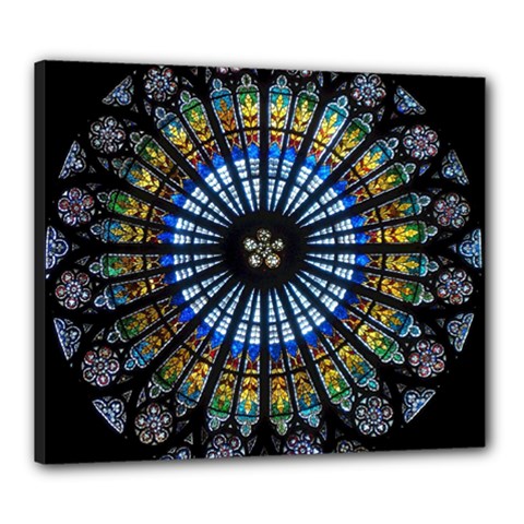 Stained Glass Rose Window In France s Strasbourg Cathedral Canvas 24  X 20  by BangZart