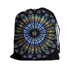 Stained Glass Rose Window In France s Strasbourg Cathedral Drawstring Pouches (xxl) by BangZart