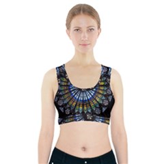 Stained Glass Rose Window In France s Strasbourg Cathedral Sports Bra With Pocket