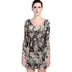 Dragon Pattern Background Long Sleeve Bodycon Dress by BangZart