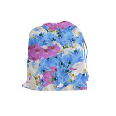 Tulips Floral Pattern Drawstring Pouches (large)  by paulaoliveiradesign