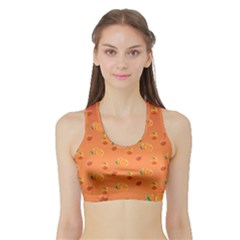 Peach Fruit Pattern Sports Bra With Border