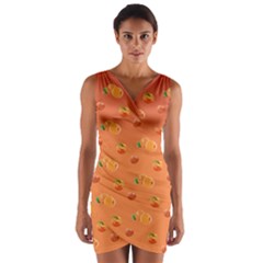 Peach Fruit Pattern Wrap Front Bodycon Dress by paulaoliveiradesign