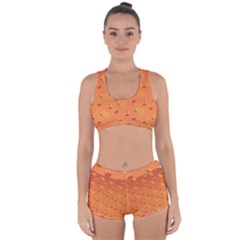 Peach Fruit Pattern Racerback Boyleg Bikini Set