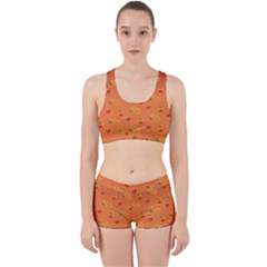 Peach Fruit Pattern Work It Out Sports Bra Set