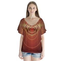 The Rusty Red Fractal Scarab Of Fiery Old Man Ra Flutter Sleeve Top by jayaprime