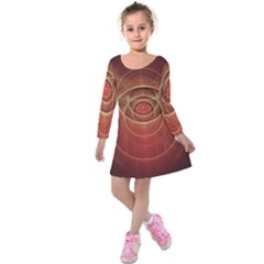 The Rusty Red Fractal Scarab Of Fiery Old Man Ra Kids  Long Sleeve Velvet Dress by jayaprime