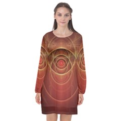 The Rusty Red Fractal Scarab Of Fiery Old Man Ra Long Sleeve Chiffon Shift Dress  by jayaprime