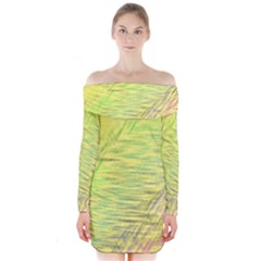 Paint On A Yellow Background                       Long Sleeve Off Shoulder Dress by LalyLauraFLM