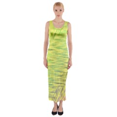 Paint On A Yellow Background                        Fitted Maxi Dress by LalyLauraFLM