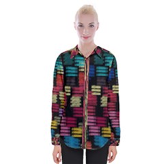 Colorful Horizontal Paint Strokes                    Women Long Sleeve Shirt