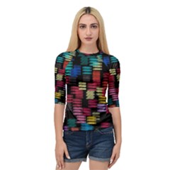 Colorful Horizontal Paint Strokes                   Women s Quarter Sleeve Raglan Tee