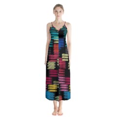 Colorful Horizontal Paint Strokes                         Chiffon Maxi Dress