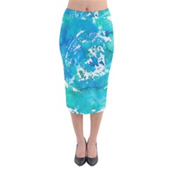 Blue Watercolors Circle                            Velvet Pencil Skirt by LalyLauraFLM