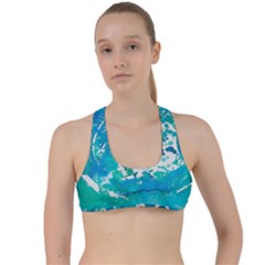 Blue Watercolors Circle                         Criss Cross Racerback Sports Bra by LalyLauraFLM