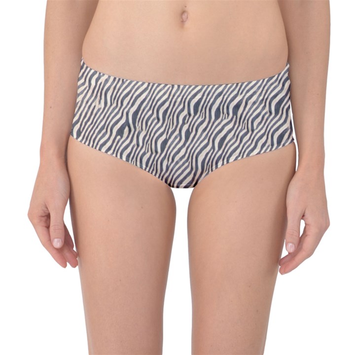 Zebra Pattern Animal Print Mid-Waist Bikini Bottoms