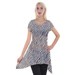 Zebra Pattern Animal Print Short Sleeve Side Drop Tunic