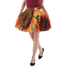 Sunflower Art  Artistic Effect Background A-line Pocket Skirt by BangZart