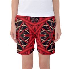 Fractal Wallpaper With Red Tangled Wires Women s Basketball Shorts by BangZart