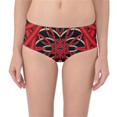 Fractal Wallpaper With Red Tangled Wires Mid-waist Bikini Bottoms by BangZart