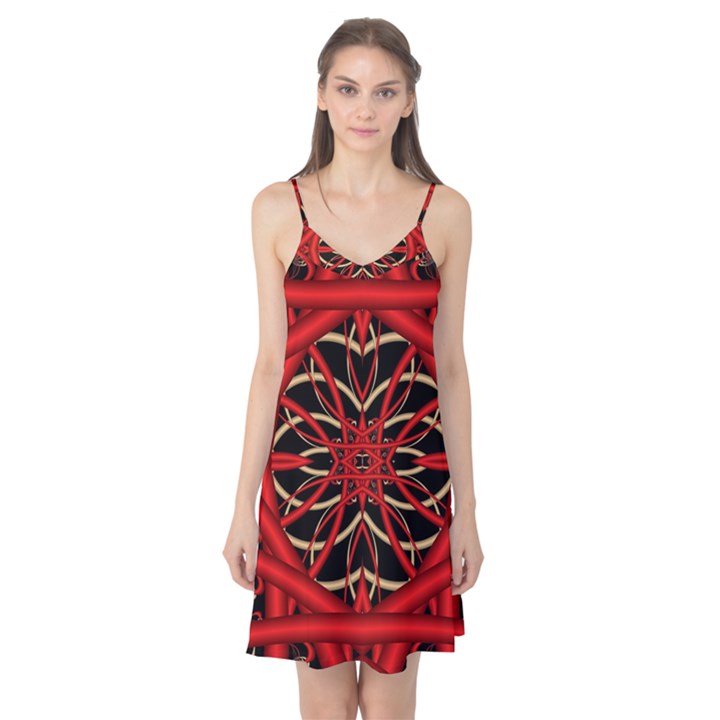 Fractal Wallpaper With Red Tangled Wires Camis Nightgown