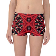 Fractal Wallpaper With Red Tangled Wires Reversible Boyleg Bikini Bottoms by BangZart