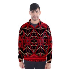 Fractal Wallpaper With Red Tangled Wires Wind Breaker (men) by BangZart