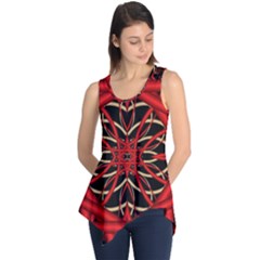 Fractal Wallpaper With Red Tangled Wires Sleeveless Tunic by BangZart