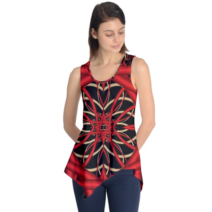 Fractal Wallpaper With Red Tangled Wires Sleeveless Tunic