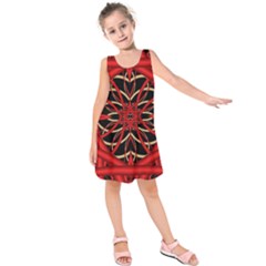 Fractal Wallpaper With Red Tangled Wires Kids  Sleeveless Dress by BangZart