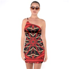 Fractal Wallpaper With Red Tangled Wires One Soulder Bodycon Dress by BangZart