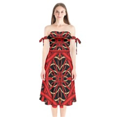 Fractal Wallpaper With Red Tangled Wires Shoulder Tie Bardot Midi Dress by BangZart