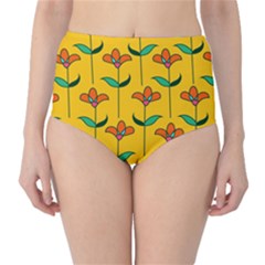 Small Flowers Pattern Floral Seamless Pattern Vector High-waist Bikini Bottoms by BangZart